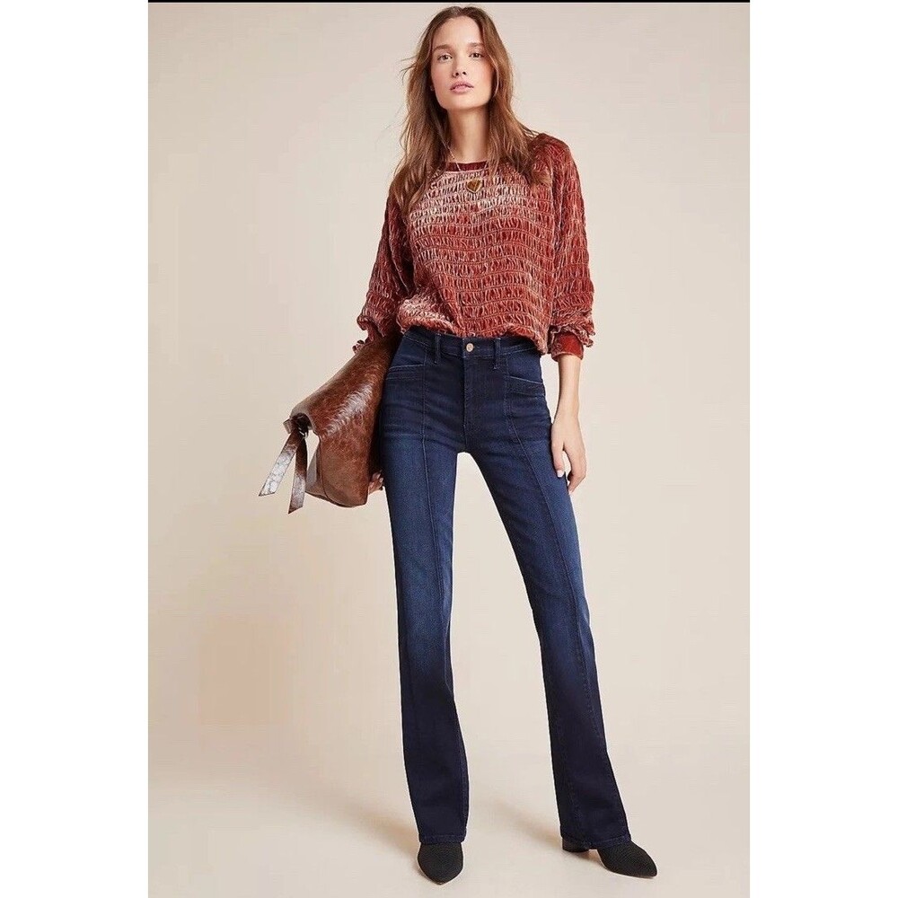 MOTHER The Slant Drama Dark Wash After Party Seamed Flare Jeans Size 29